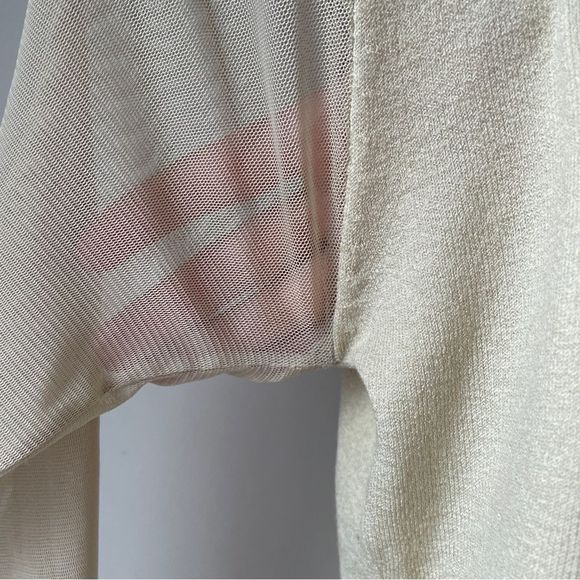 Vintage Y2K sand yellow sheer mesh beaded top M - Picture 5 of 8